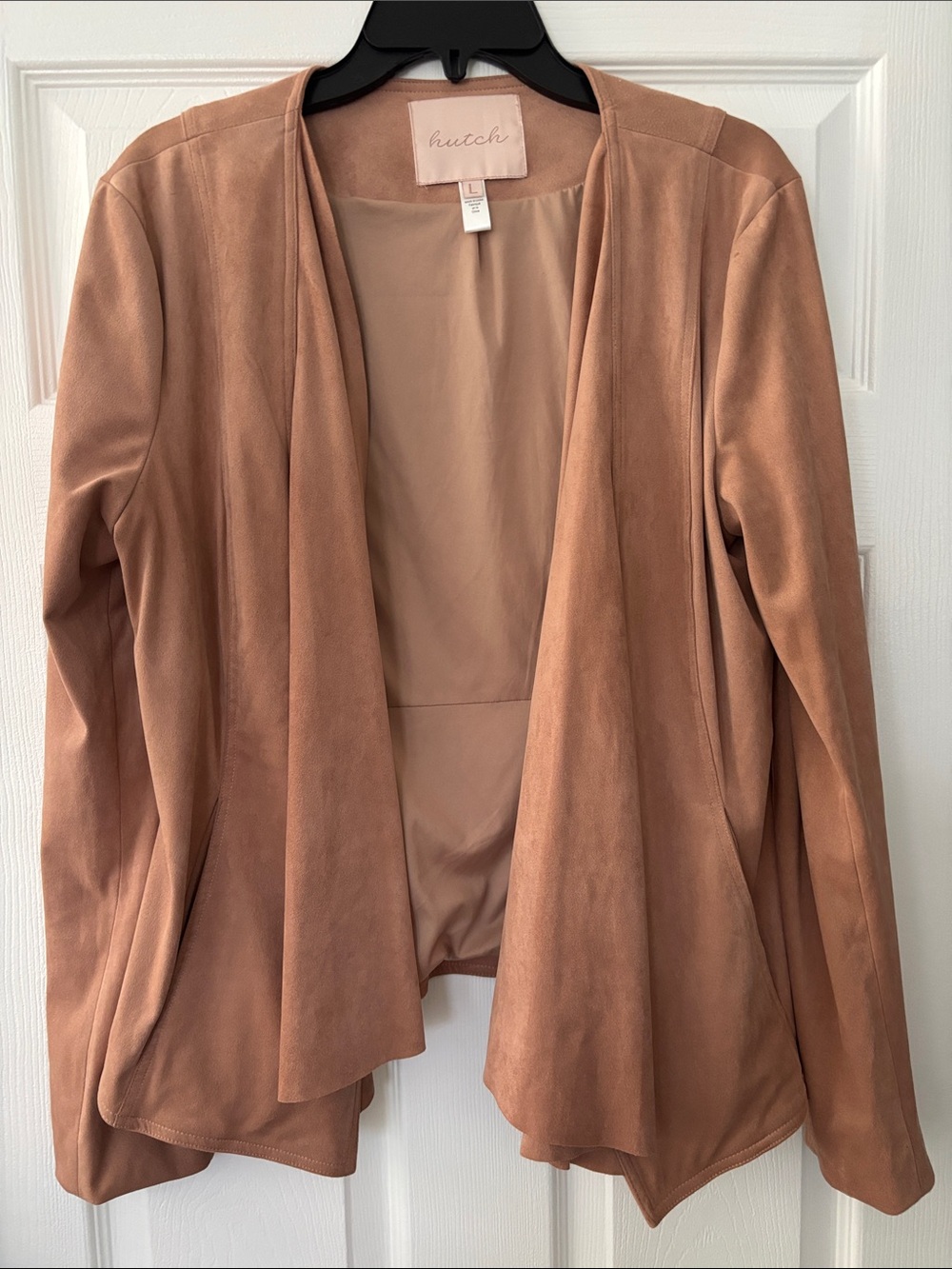 Hutch Open-Front Draped Blazer in Dusty Rose